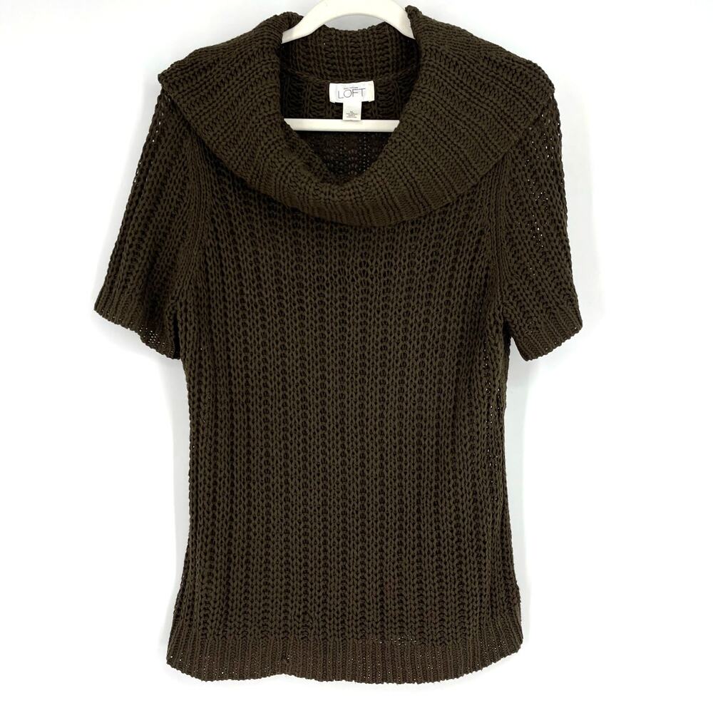 Vintage‎ Ann Taylor LOFT Open Knit Cowlneck Sweater XL Brown